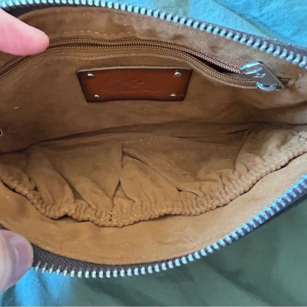 Patricia Nash Turquoise and Brown Tooled Floral Wristlet - Picture 5 of 7